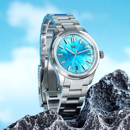 Luckacco WM Watch Automatic Mechanical Men Watches NH35 Sapphire Glacier Collection 100M Water Resistant Man Welly Merck Watch WM226