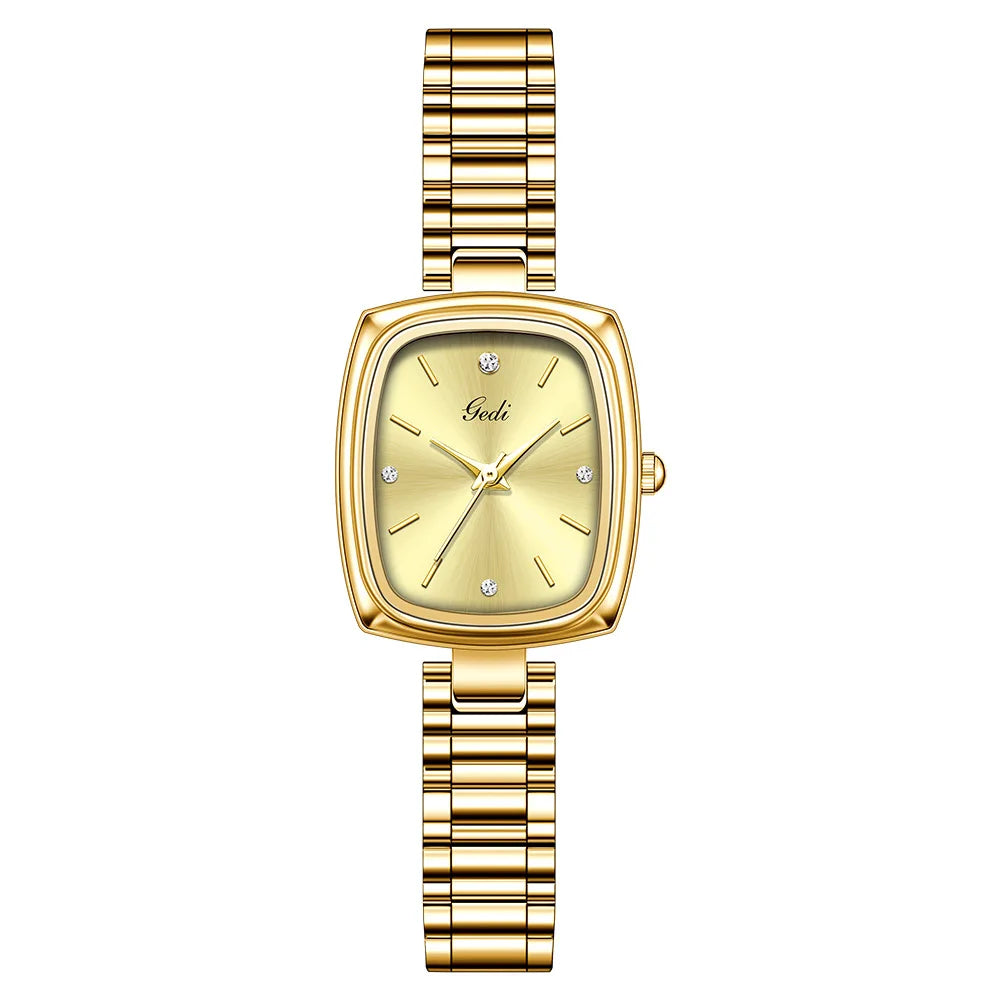 luckacco brand light luxury watch women retro tv watch beimu dial gold waterproof simple female fashion quartz clock bracelet watches