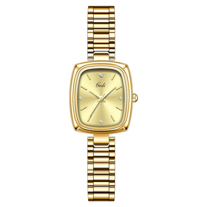 Luckacco Brand Light Luxury Watch Women Retro TV Watch Beimu Dial Gold Waterproof Simple Female Fashion Quartz Clock Bracelet Watches