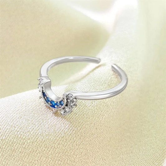 Luckacco Sun and Moon Adjustable Couple Open Ring New Style Stackable Jewelry Gift Fashion Accessories