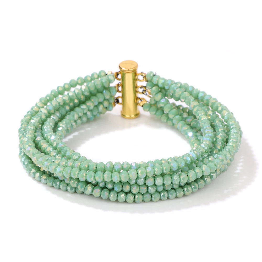 luckacco blue glass crystal miyuki bracelet bohemia multi layered faceted crystal beads bracelets for women men magnetic buckle jewelry