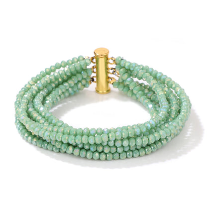 Luckacco Blue Glass Crystal Miyuki Bracelet Bohemia Multi layered Faceted Crystal Beads Bracelets For Women Men Magnetic Buckle Jewelry