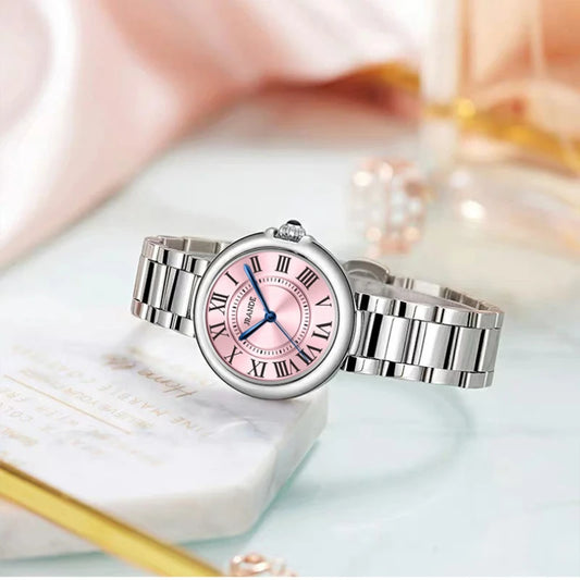 Luckacco Vintage Classic Blue Balloon Ladies Watch Roman Scale Dial Automatic Waterproof Luxury Student Quartz Watch Fashion Trend