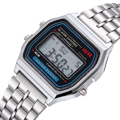 Luckacco New Women Men Unisex Watch Gold Black Vintage LED Digital Sports Military Wristwatches LED Electronic Digital Present Gift Male