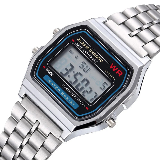 Luckacco New Women Men Unisex Watch Gold Black Vintage LED Digital Sports Military Wristwatches LED Electronic Digital Present Gift Male