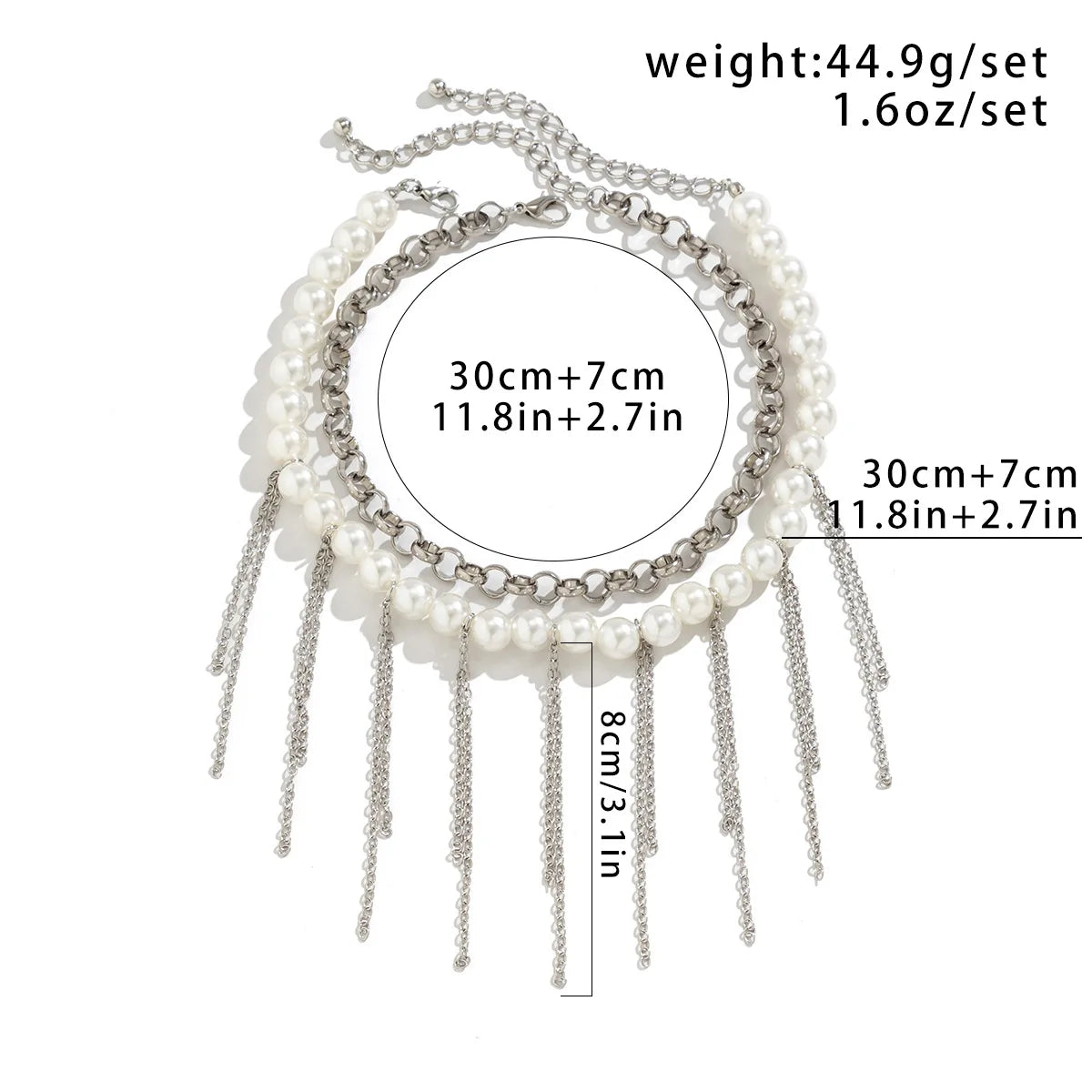 luckacco vintage tassel pendant clavicle necklace women 2023 multi layered simple and sweet imitation pearl beaded girl fashion jewelry
