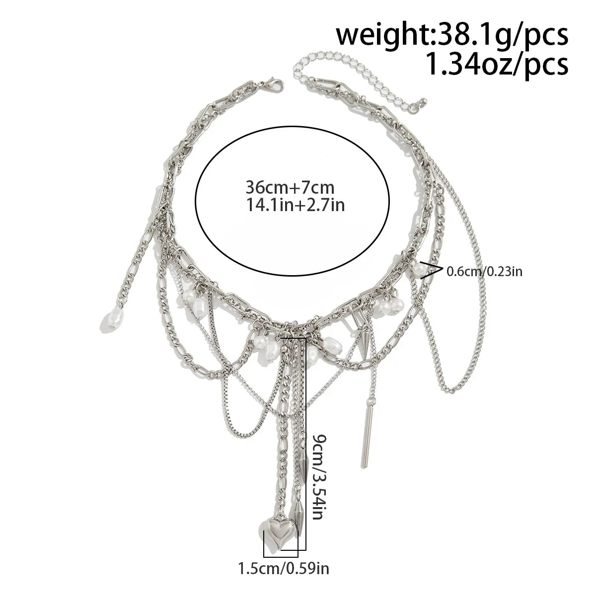 luckacco multi-layered pearl necklace for women party y2k trendy clavicle chain fashion heart pendant jewelry accessories gifts