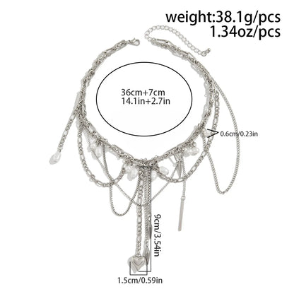 Luckacco Multi-layered Pearl Necklace for Women Party Y2K Trendy Clavicle Chain Fashion Heart Pendant Jewelry Accessories Gifts