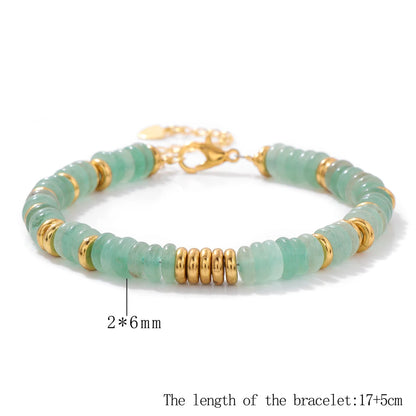 Luckacco 2024 New Lapis Lazuli Stone Bracelet Rondelle Flat Spacer Bead Bangle Wristband Party Christmas Jewelry Gift For Women Friend