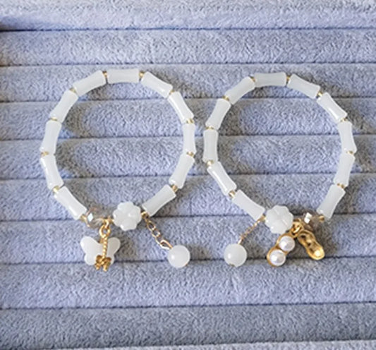 Luckacco DIY Oriental Ethnic Style Blessing Bracelet Step by Step, White as Jade Bracelet, High end Business Gift Versatile