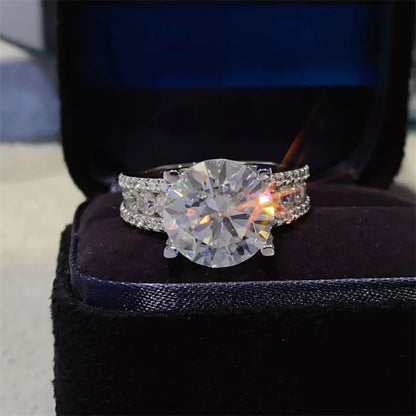 Luckacco Claw Set Real 5Ct D Color Moissanite Diamond Ring 925 Sterling Silver Party Wedding Band Rings for Women Engagement Jewelry