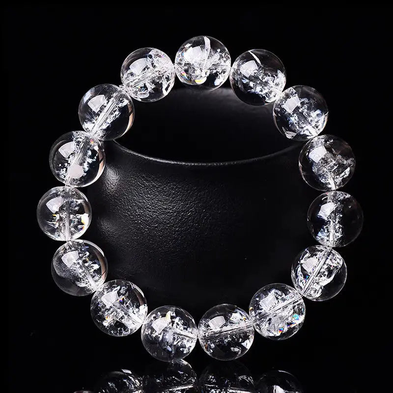 luckacco himalayan natural white crystal men's bracelet transparent colorful crystal rainbow jiao flower women's handstring jewelry gifts