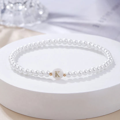 Luckacco New Fashion 26 Letter Bracelet Women Temperament Handmade Simulated Pearl Bead Bracelet For Women Jewelry Gift