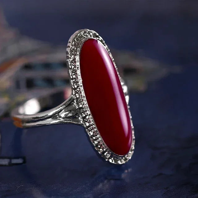 luckacco bohemian ethnic style faux turquoise ring series large rings for women personalized vacation party vintage jewelry accessories