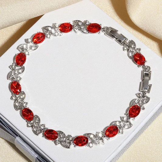 Luckacco Exquisite Shiny Tennis Ball Shape Crystal Zircon Bracelet for Women Fashion Evening Party Jewelry Girls Gift