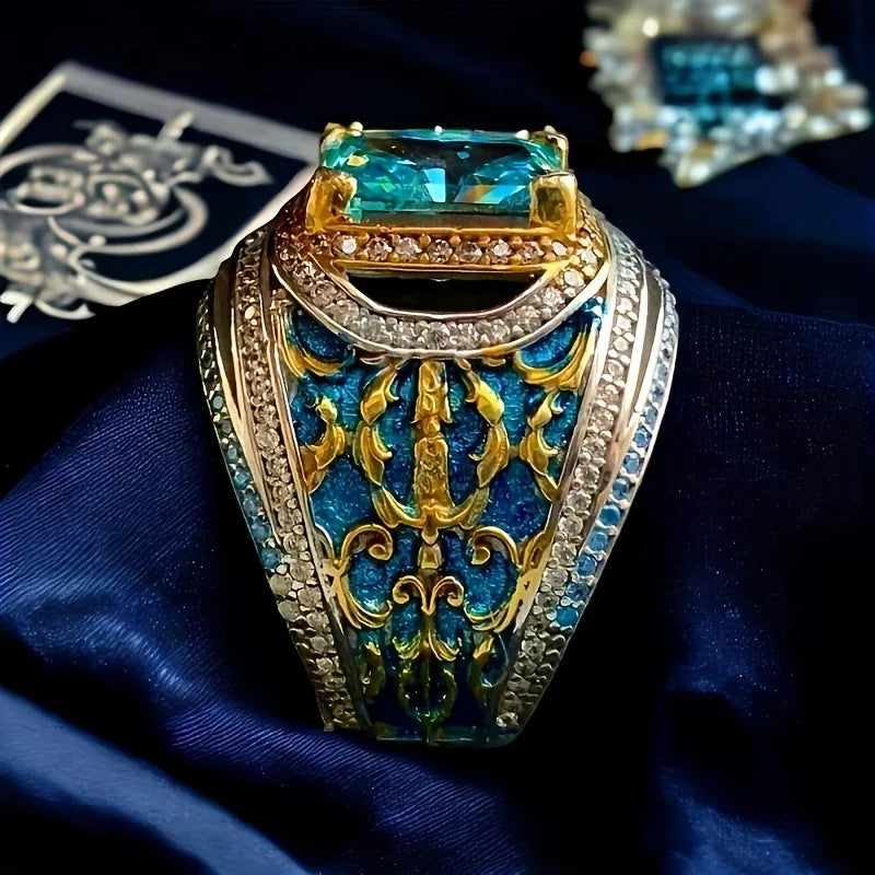 luckacco a high-end nine-eye pearl fortune-changing trendy ins woven retro and unique men's ring