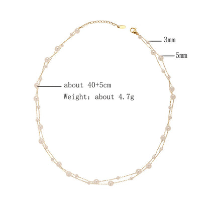 Luckacco picks Stainless Steel Temperament Pearl Chain Choker Necklace for Women Waterproof Collar Jewelry Bijoux Gift