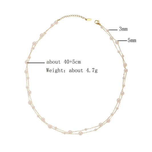 Luckacco picks Stainless Steel Temperament Pearl Chain Choker Necklace for Women Waterproof Collar Jewelry Bijoux Gift