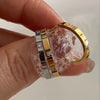 Luckacco Waterproof Stone Inlaid Finger Joint Ring for Women Exquisite Engraving Geometric Pattern Female Statement Party Wedding Rings