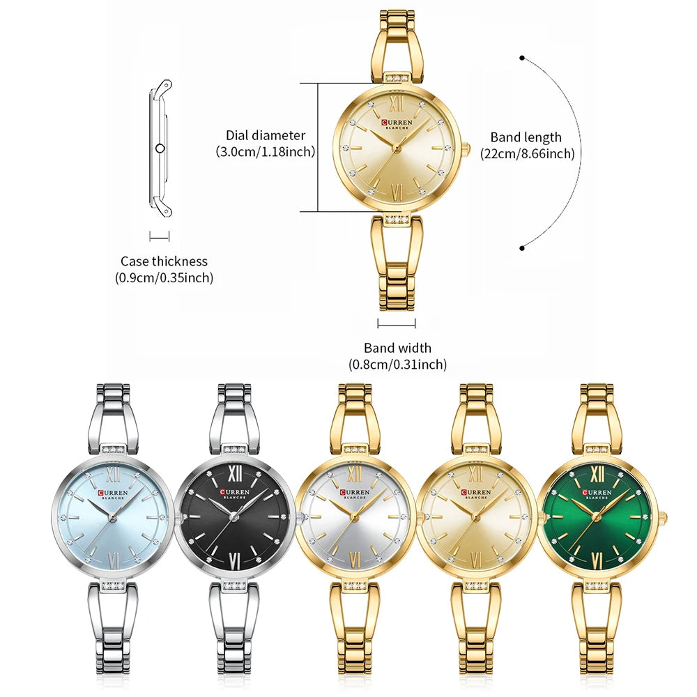 luckacco curren luxury hight quality quartz watch fashion charming rhinestones stainless steel band women's wristwatches