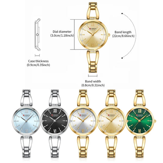 Luckacco CURREN Luxury Hight Quality Quartz Watch Fashion Charming Rhinestones Stainless Steel Band Women's Wristwatches