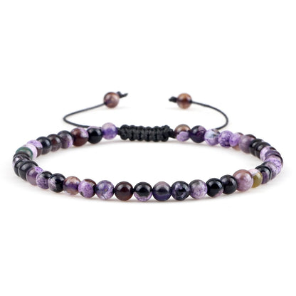 Luckacco Fashion Women Bracelets Natural Agates Onyx Stone Minimalist 4mm Beads Bracelet Handmade Girls Vacation Jewelry Best Friend Gift