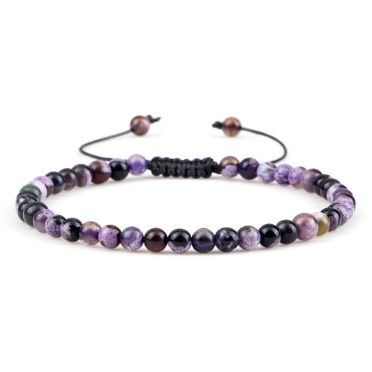 Luckacco Fashion Women Bracelets Natural Agates Onyx Stone Minimalist 4mm Beads Bracelet Handmade Girls Vacation Jewelry Best Friend Gift