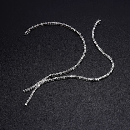Luckacco Serenity 3mm D Color Moissanite Tennis Necklace for Women Man 100% S925 Sterling Silver Plated 18k Necklace Clavicle Neck Chain