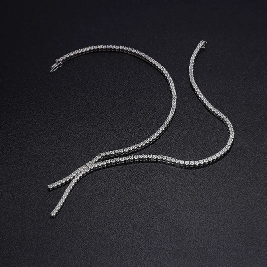 Luckacco Serenity 3mm D Color Moissanite Tennis Necklace for Women Man 100% S925 Sterling Silver Plated 18k Necklace Clavicle Neck Chain