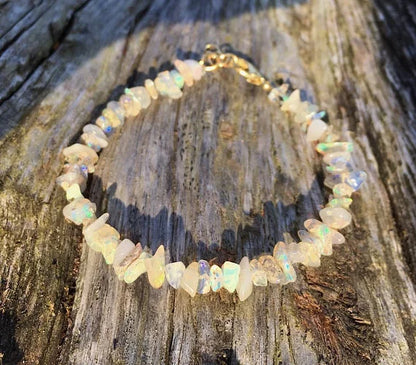 Luckacco Opal Chip Bracelet / Ethiopian Opal Bracelet / Rainbow Opal / White Opal / Rough Opal / Raw Opal / Natural Opal