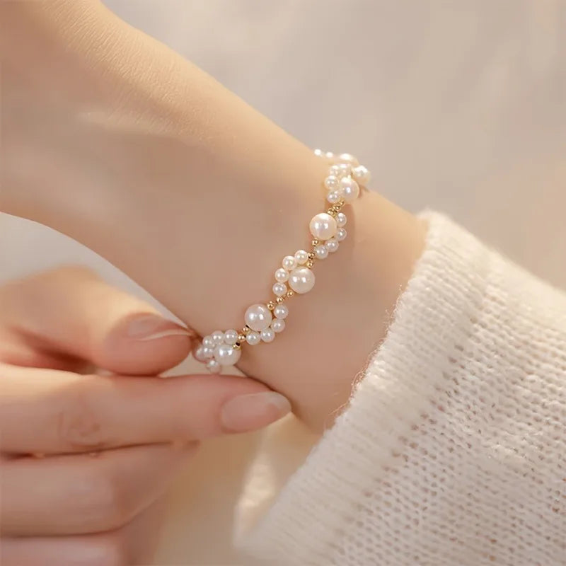 luckacco 1pc cute kitten paw faux pearl bracelet creative sweet jewelry bracelet daily wear exquisite gift for women's bracelet