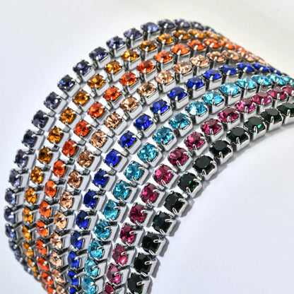Luckacco shop's pick 3mm Micro Pave Zircon Tennis Bracelet for Women New Men Bracelet Homme Stainless Steel Jewelry Accessories