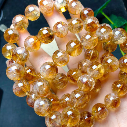 Luckacco Natural Citrine Quartz Bracelet for Wealth Luck-Reiki Healing Chakra Balancing Unisex Yellow Crystal Beads Jewelry for Men Women