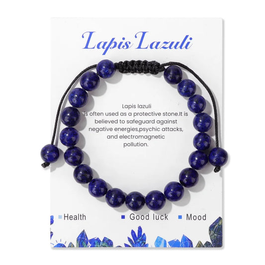 Luckacco Adjustable Healing Amethysts Bracelets For Women Men Natural Stone 8mm Beads Braided Bracelet Stress Relief Anxiety Jewelry