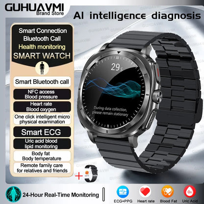 Luckacco 2025 New High-End Health Care Watch 7 Ultra Smart Watch Men ECG+PPG Uric Acid Blood lipids Body analysis BT Call NFC Smartwatchs