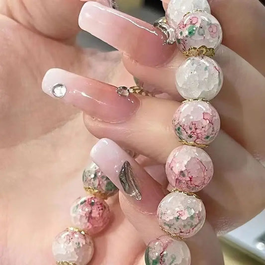Luckacco New Fashion Y2K Sweet Cherry Blossom Bracelet For Women Exquisite Elegant Flower Crystal Beaded Bracelet Girl Party Jewelry Gift