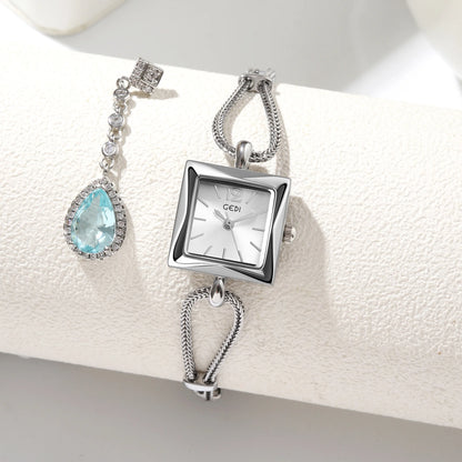 Luckacco Niche high-end women's watch simple small square plate alloy bracelet watch ladies medieval style quartz watch