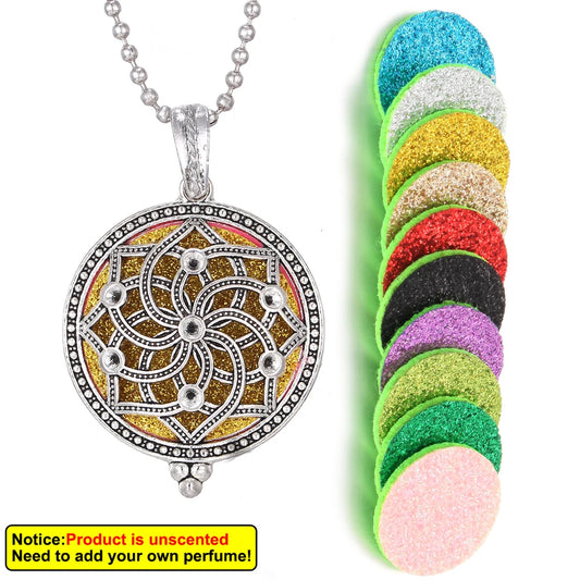 Luckacco New Aroma Kaleidoscope Retro Necklace Antique Locket Pendant Magnetic Perfume Essential Oil Diffuser Locket Aromatherapy Jewelry