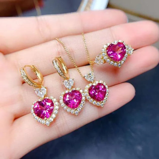 Luckacco Valuable Lab Jade Diamond Jewelry set 925 Sterling Silver Engagement Wedding Rings Earrings Necklace For Women Bridal Party Gift