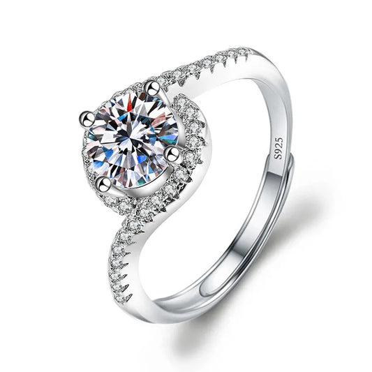 Luckacco Never Fade Luxury Classic 18K White Gold Color Ring Solitaire 2 Carat Zirconia Diamant Wedding Band Women Jewelry Accessories