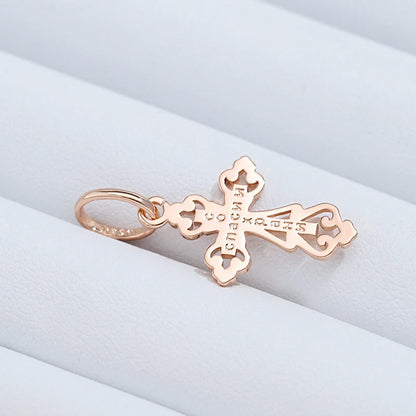 Luckacco Kinel Luxury 585 Rose Gold Color Cross Pendant Necklace For Women Men Orthodox Church Jesus Glossy Charm Daily Fine Jewelry