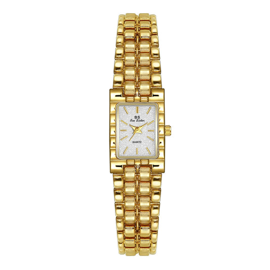 Luckacco Light Luxury Retro Gold Rectangle Classic Watches For Women Fashion Stainless Steel Womens Watch Vintage Quartz Wristwatches
