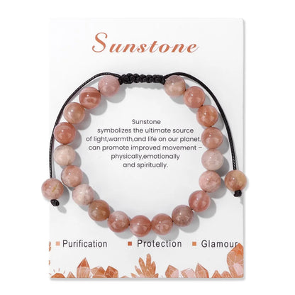 Luckacco Adjustable Healing Amethysts Bracelets For Women Men Natural Stone 8mm Beads Braided Bracelet Stress Relief Anxiety Jewelry
