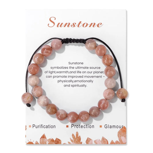 Luckacco Adjustable Healing Amethysts Bracelets For Women Men Natural Stone 8mm Beads Braided Bracelet Stress Relief Anxiety Jewelry