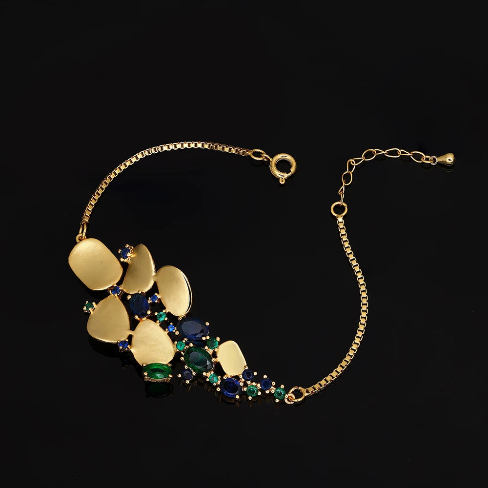 luckacco dubai saudi arabia trendy gold plated pendant 4pcs necklace set fashion women cubic zirconia jewelry sets bridal accessories