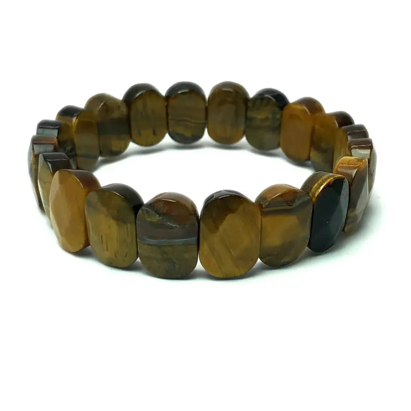 luckacco natural 10x15mm faceted flashing stone beads bracelets handmade reiki healing meditation bangles elastic rope couple jewelry