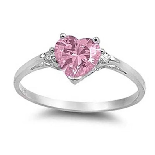 Luckacco Pink Cubic Zirconia Ring Suitable for Women's Engagement Wedding Luxury Accessories Sparkling Silver Fashion Jewelry