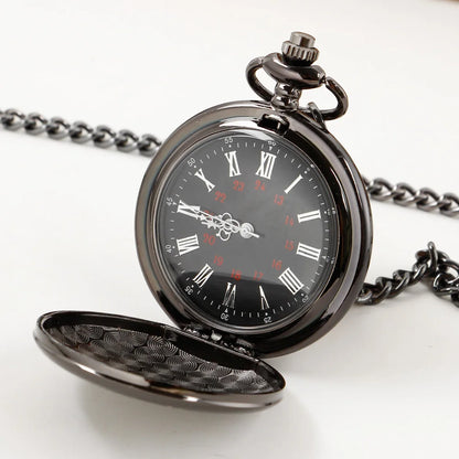 Luckacco Classic Quartz Pocket Watch Vintage Round High Quality Steel Necklace Gift for dad