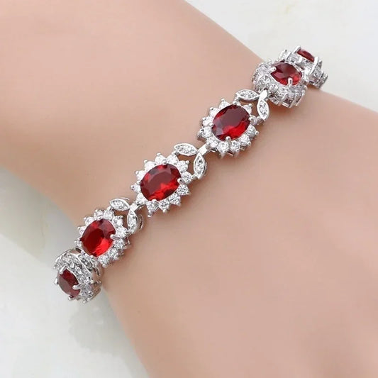 Luckacco Exquisite Shiny Tennis Ball Shape Crystal Zircon Bracelet for Women Fashion Evening Party Jewelry Girls Gift