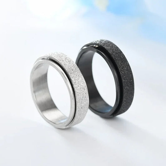 Luckacco 6mm Anxiety Fidget Spinner Rings for Men Smooth Stainless Steel Spinning Rotating Ring for Women Anti Stress Jewelry Gift